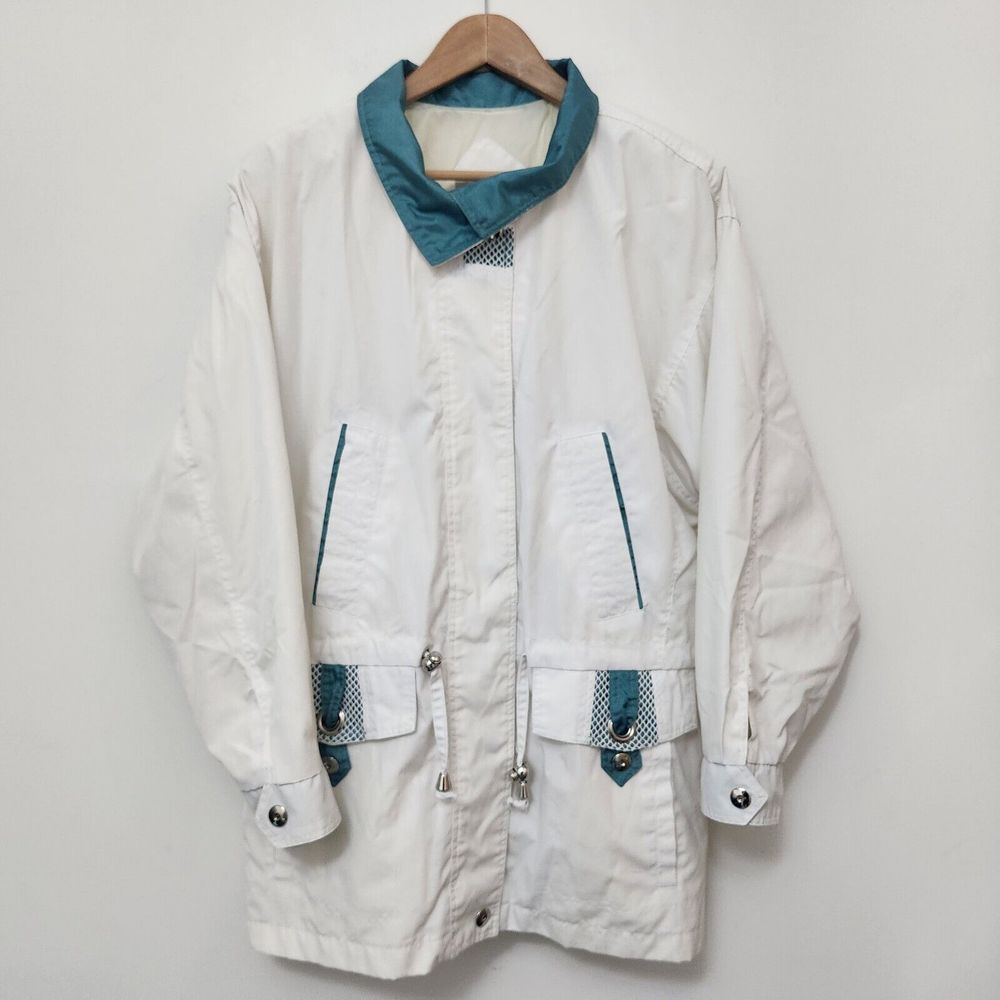 OUT BROOK Women's White Trench Coat Jacket Made in Ukraine Size L